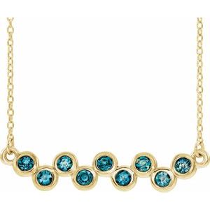 Collier avec barrette sertie clos d'aigue-marine naturelle jaune 14 carats, 40-45 cm