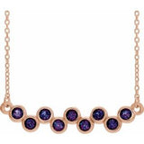 Collier en or rose 14 carats serti clos d'alexandrite naturelle, 40-45 cm