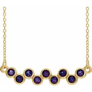Collier avec barrette sertie de 16 à 18 pouces en alexandrite naturelle jaune 14 carats, 40 à 45 cm