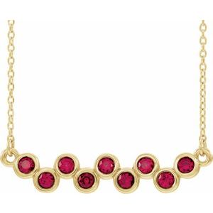 Collier avec rubis jaune 14 carats cultivé en laboratoire, serti clos, 40-45 cm