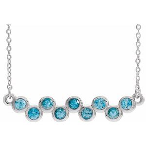 Collier en argent sterling serti clos de zircon bleu naturel, 40-45 cm