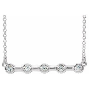Collier de 45,7 cm (18 pouces) en or blanc 14 carats serti clos de diamants naturels (0,075 carat au total)