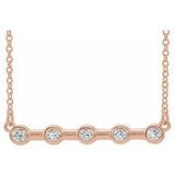 Collier de 45,7 cm (18 pouces) en or rose 14 carats serti clos de diamants naturels (0,05 carat au total)