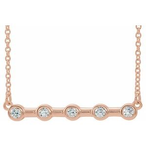 Collier de 45,7 cm (18 pouces) en or rose 14 carats serti clos de diamants naturels (0,05 carat au total)