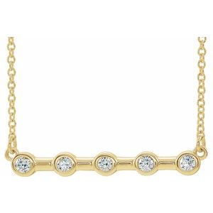 Bague sertie de diamants naturels jaunes 14 carats (0,1/6 carat au total) sur une monture de 16 pouces Collier