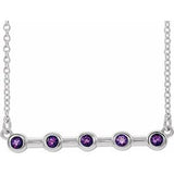 Collier en platine avec améthyste naturelle sertie clos, 40 cm (16 pouces)