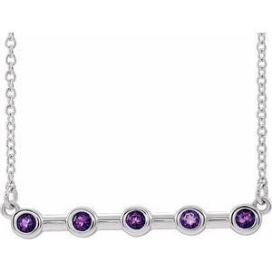 Collier en platine avec améthyste naturelle sertie clos, 40 cm (16 pouces)