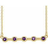 Collier de 40 cm (16 pouces) en or 14 carats serti clos d'améthyste naturelle jaune.