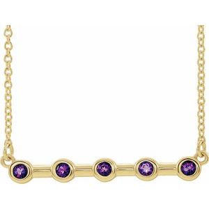 Collier avec barrette sertie d'améthyste naturelle jaune 14 carats, 45,7 cm (18 pouces).