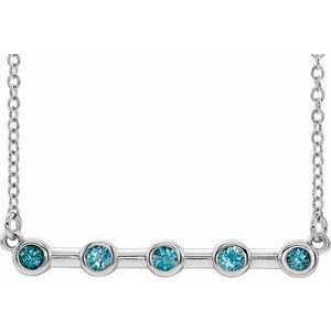 Collier en argent sterling serti clos de zircon bleu naturel, 45,7 cm (18 pouces).