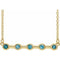Collier de 40 cm (16 pouces) en or jaune 14 carats serti clos de zircon bleu naturel et zircon jaune naturel.
