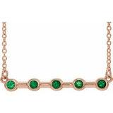 Collier avec émeraude de laboratoire rose 14 carats sertie clos, 45,7 cm (18 pouces)