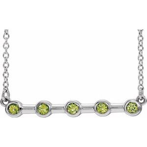 Collier en argent sterling avec péridot naturel serti clos, 45,7 cm (18 pouces).