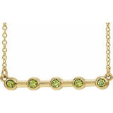 Collier avec pendentif barrette de 40 cm (16 pouces) serti clos d'un péridot naturel jaune 14 carats
