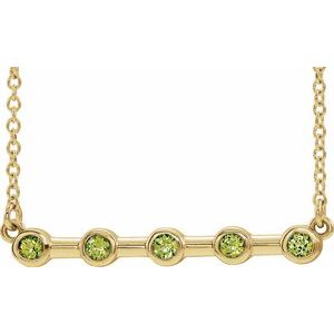 Collier avec pendentif barrette de 45,7 cm (18 pouces) serti clos d'un péridot naturel jaune 14 carats