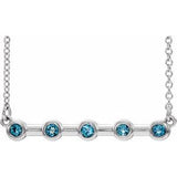 Collier en argent sterling serti clos d'aigue-marine naturelle, 40 cm (16 pouces)