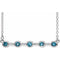 Collier en platine serti clos d'aigue-marine naturelle, 45,7 cm (18 pouces).