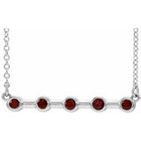 Collier en platine serti clos de grenat naturel du Mozambique, 45,7 cm (18 pouces).