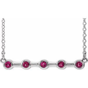 Collier en argent sterling serti clos de tourmaline rose naturelle, 45,7 cm (18 pouces).