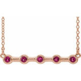 Collier en or rose 14 carats serti clos de tourmaline rose naturelle, 40 cm (16 pouces).