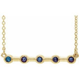 Collier de 40 cm (16 pouces) en alexandrite naturelle jaune 14 carats sertie clos