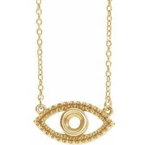 Collier œil protecteur en or jaune 14 carats, 40 cm (16 pouces)