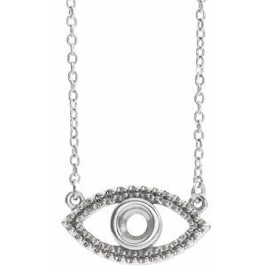 Collier œil protecteur en or 14 carats blanc avec accents blancs, 45,7 cm (18 pouces)