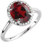 Bague en or blanc 14 carats sertie d'un grenat naturel du Mozambique de 10 x 8 mm et de diamants naturels (0,06 carat au total).