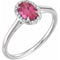 Bague en or blanc 14 carats avec tourmaline rose naturelle 7x5 mm et diamants naturels (0,03 carat au total).