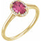 Bague en or jaune 14 carats avec tourmaline rose naturelle de 7 x 5 mm et diamants naturels (0,03 carat au total).