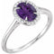 Bague en or blanc 14 carats avec améthyste naturelle de 8 x 6 mm et diamants naturels (0,04 carat au total).