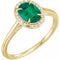 Bague en or 14 carats sertie d'une émeraude de laboratoire jaune 8x6 mm et de diamants naturels (0,04 carat au total).