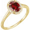 Bague en or jaune 14 carats avec grenat naturel du Mozambique (8 x 6 mm) et diamants naturels (0,04 carat au total).