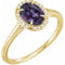 Bague en or jaune 14 carats avec alexandrite de laboratoire de 8 x 6 mm et diamants naturels (0,04 carat au total).