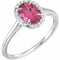 Bague en or blanc 14 carats avec tourmaline rose naturelle 8x6 mm et diamants naturels (0,04 carat au total).