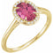 Bague en or jaune 14 carats avec tourmaline rose naturelle de 8 x 6 mm et diamants naturels (0,04 carat au total).