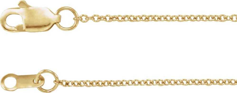 18K Yellow Gold 1 mm Cable 18" Chain