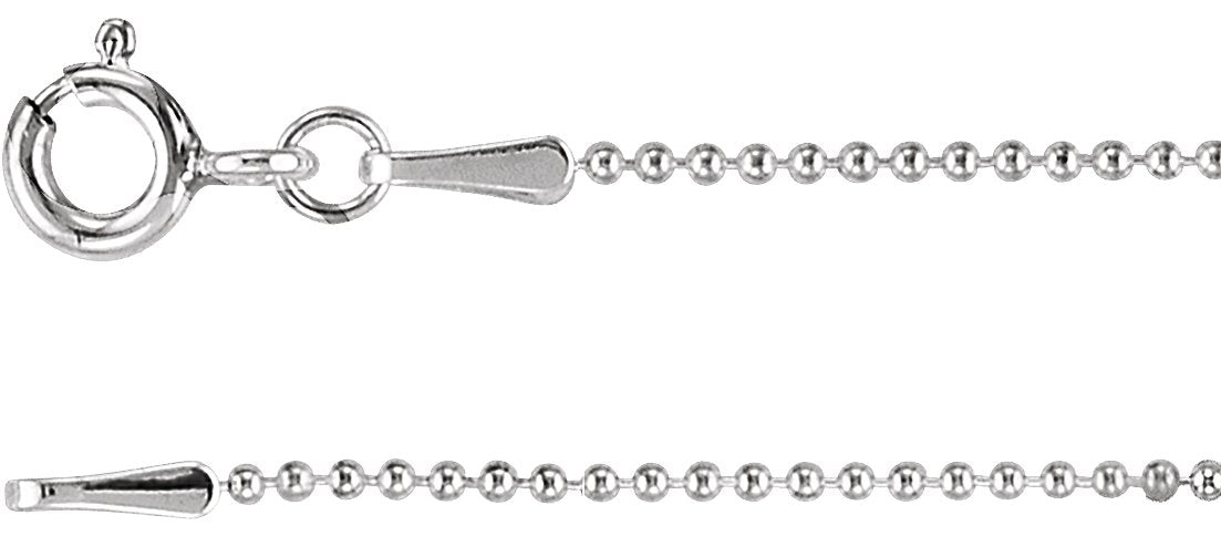 Sterling Silver 1 mm Hollow Bead 24" Chain