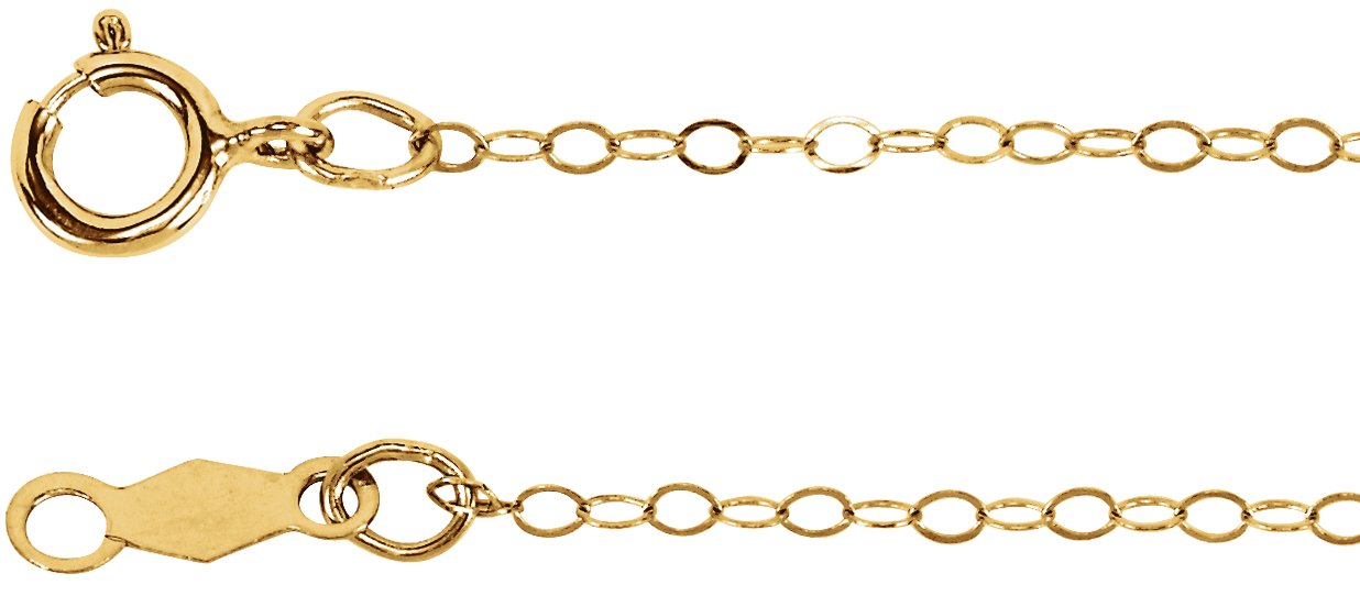14K Yellow Gold 1 mm Flat Cable 16" Chain