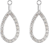 14K White Gold 1/4 CTW Natural Diamond Teardrop Earring Jackets