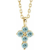 Collier croix en aigue-marine naturelle jaune 14 carats, 40-45 cm