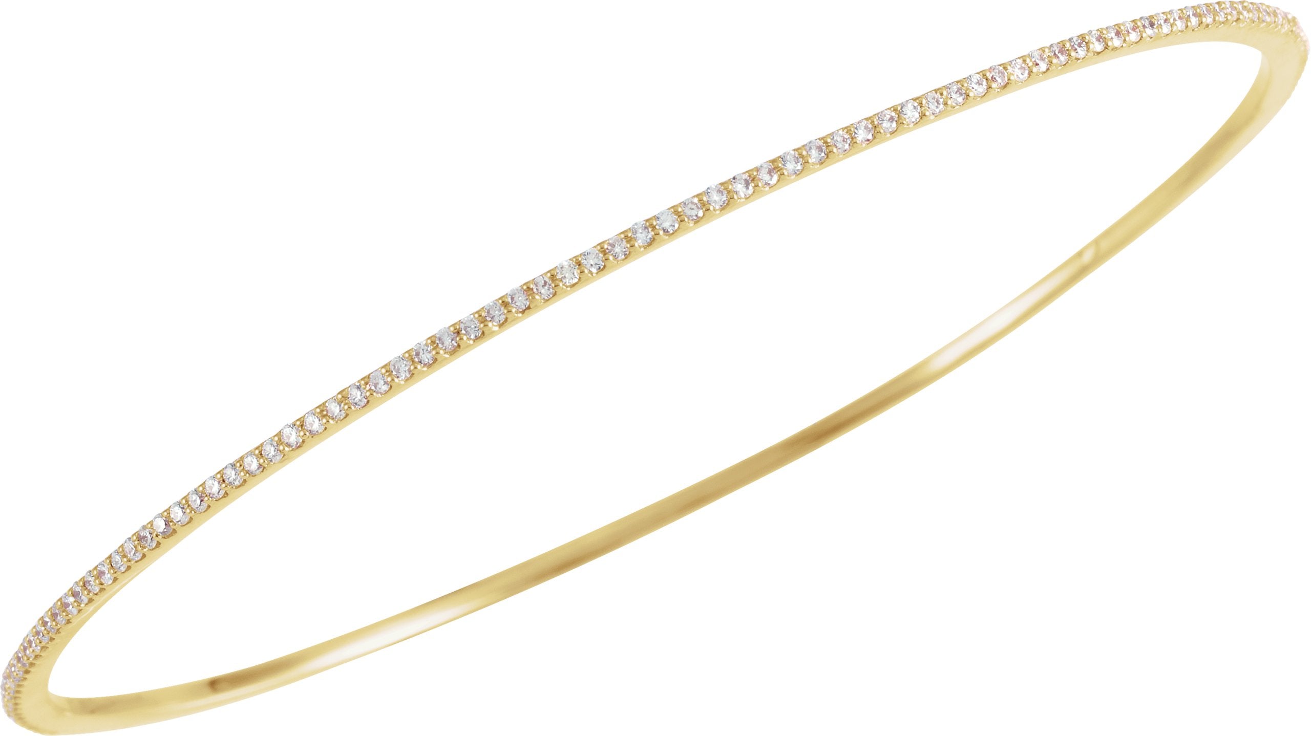 14K Yellow Gold 1 CTW Lab-Grown Diamond Stackable Bangle 8" Bracelet