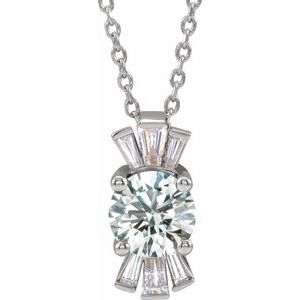Collier en or 14 carats, saphir blanc naturel et diamants naturels (0,25 carat au total), 40-45 cm