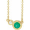 Collier de 40 cm (16 pouces) en or 14 carats, orné d'une émeraude naturelle jaune et de diamants naturels (0,02 carat au total).