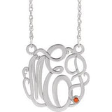 Collier en argent sterling rhodié, 25 mm, monogramme 3 initiales, imitation citrine, 45,7 cm (18 pouces).