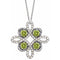 Collier trèfle 18 pouces en or 14 carats, péridot blanc naturel et diamants naturels (0,25 carat au total)