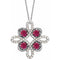 Collier trèfle en platine, tourmaline rose naturelle et diamants naturels (0,1/8 carat au total), 45,7 cm (18 pouces).