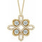 Collier trèfle en or jaune 14 carats serti de diamants naturels (0,3 carat au total), 45,7 cm (18 pouces).