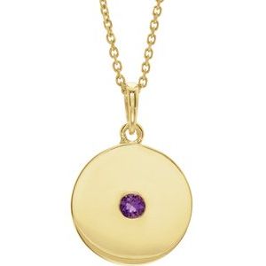 Collier avec disque d'améthyste naturelle jaune 14 carats, 40-45 cm