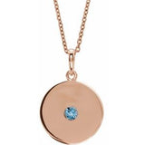 Collier en or rose 14 carats avec disque d'aigue-marine naturelle de 40 à 45 cm (16-18 pouces)